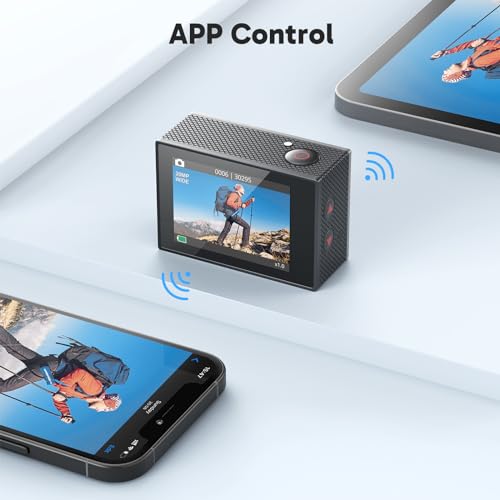 4K30FPS WiFi Action Camera with EIS Ultra HD Underwater Camera 131FT Waterproof Remote Control 4X Zoom Support External Microphone V99718