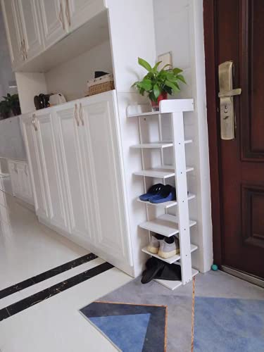 7-Tier Narrow Wooden Shoe Rack for Entryway with Top Storage V354