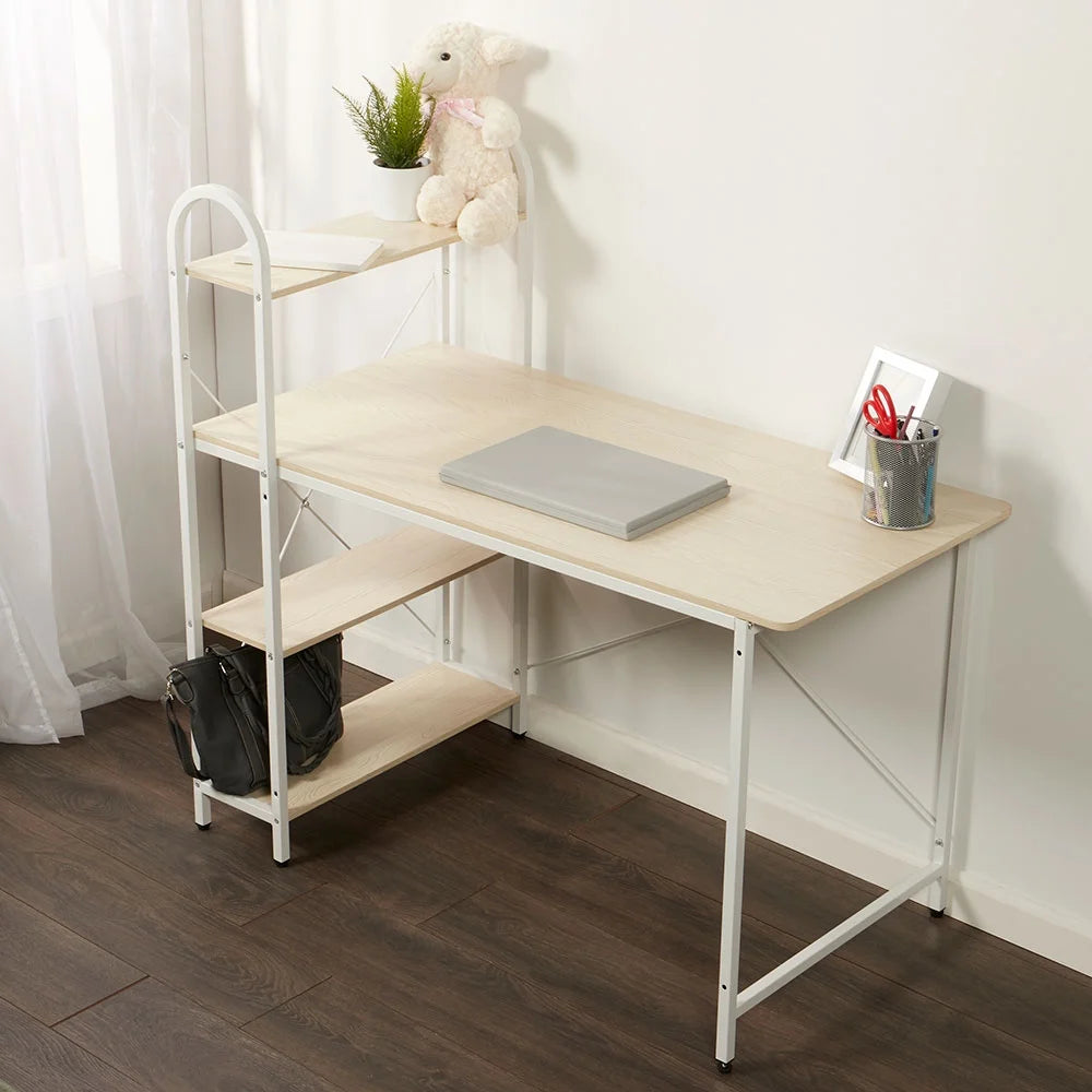 Computer Desk with Shelves, Oak/White P872080