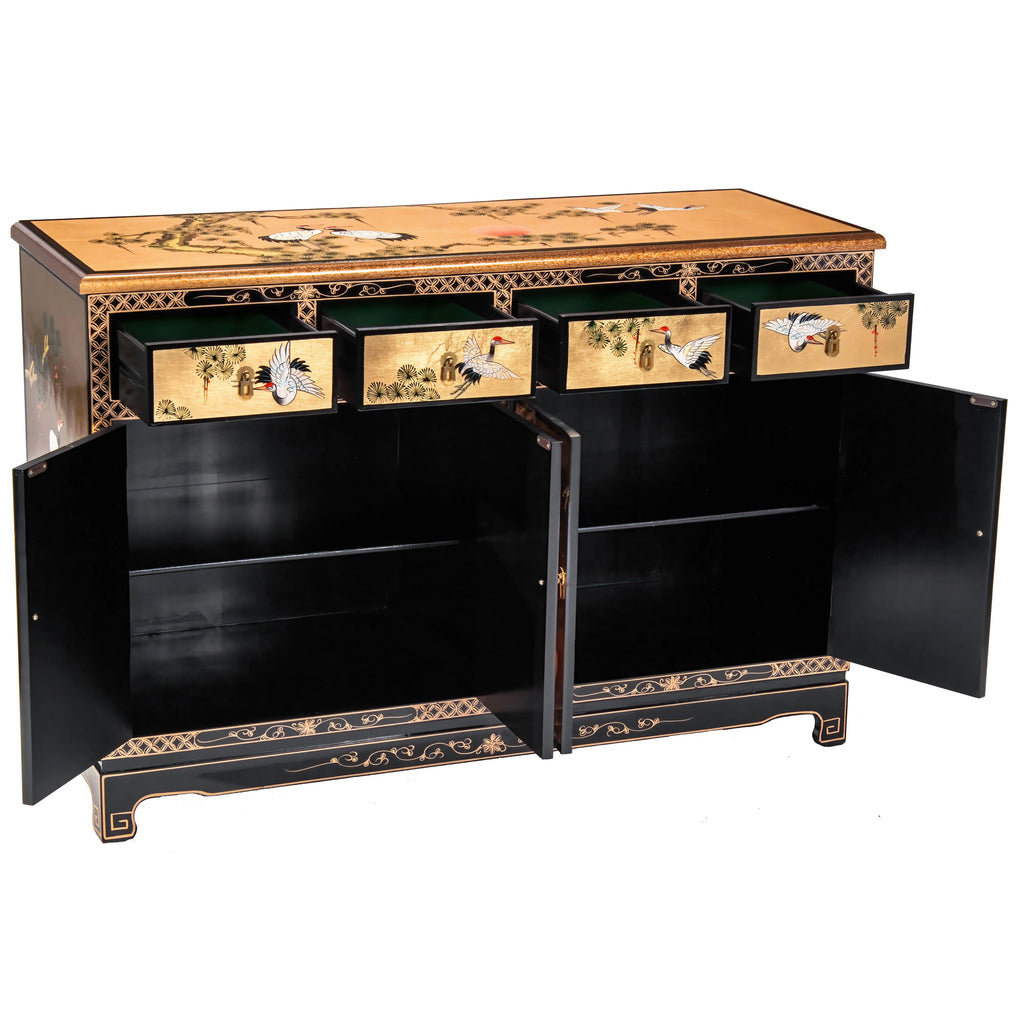 Gold Lacquer Sideboard with Cranes W7192