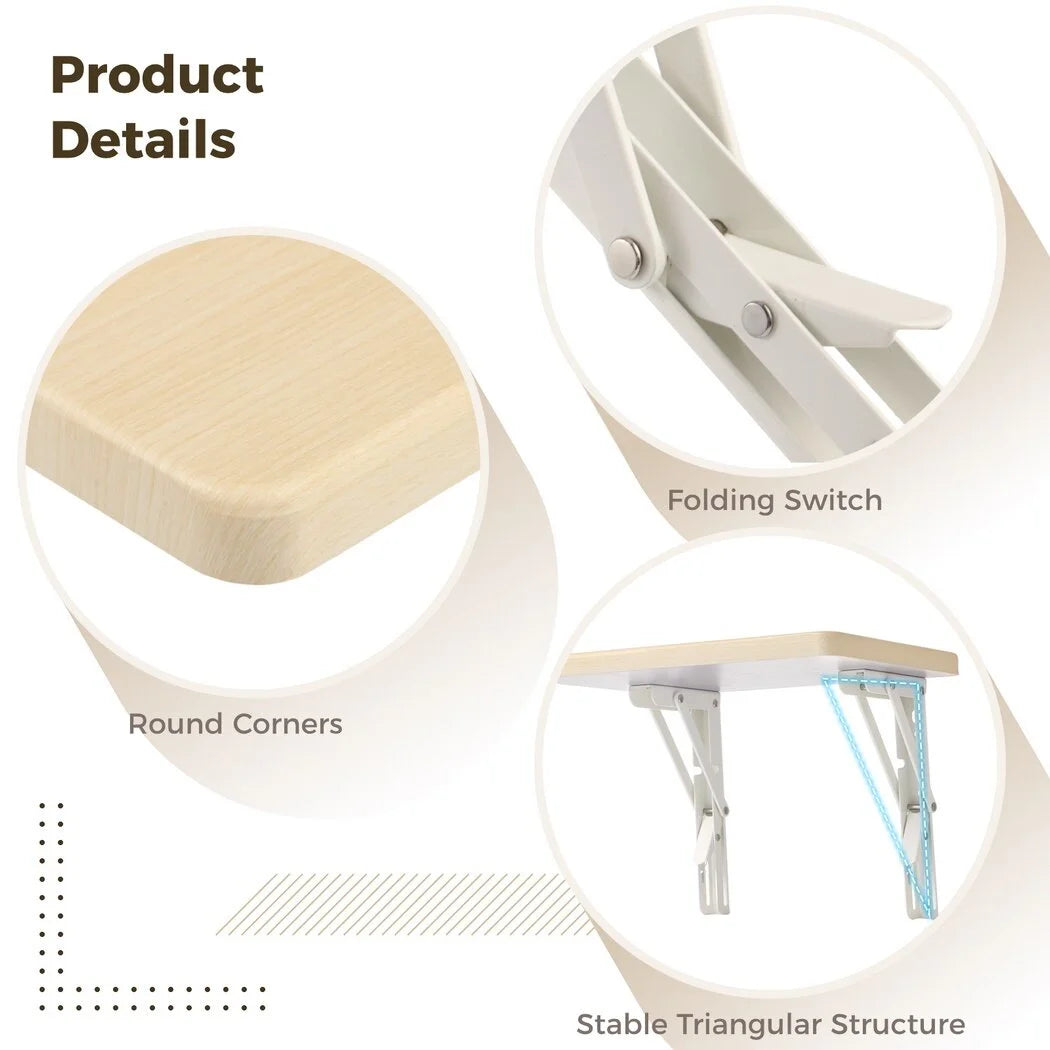 Folding Wall Mounted Shelf with Bracket, Heavy Duty Wooden A133