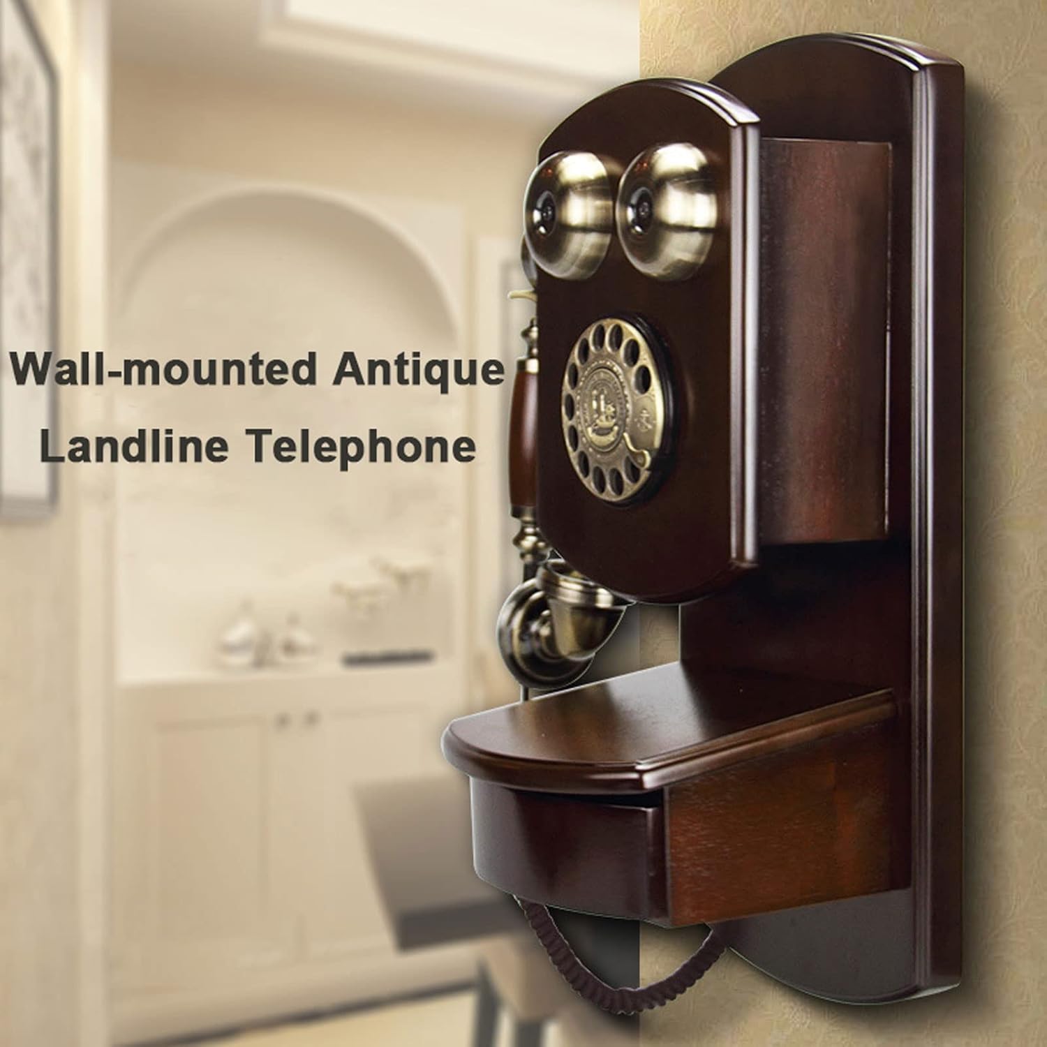Retro Rotary Dial Landline Phone for Home Desk Decor I5769