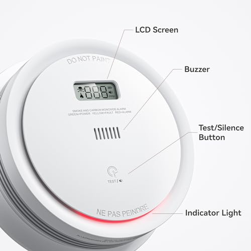Smoke and Carbon Monoxide Detector Combo with LCD Display, 10-Year Battery P11769