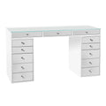 Impressions Vanity SlayStation 2.0 Mirrored Tabletop + 5 Drawer Units Bundle for Vanity Mirror & Make Up Storage - Solid Material Vanity Makeup Organizer Desk for Living Room & Dressing (Bright White)
