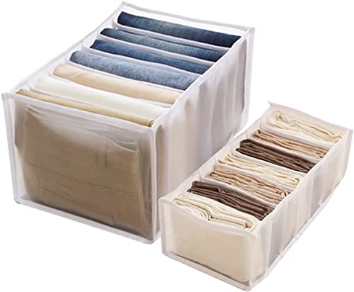 Drawer Organizers for Clothing, 7 Grids Washable Storage Box, Foldable Closet Organizer (White, Large) N664571