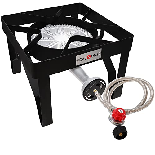 Propane Burner Heavy-Duty Outdoor Stove with Adjustable Regulator and Steel Hose M671577
