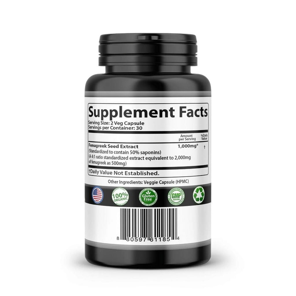 Fenugreek Seed Pills 2000mg Daily Extract, 60 Veggie Capsules T37957