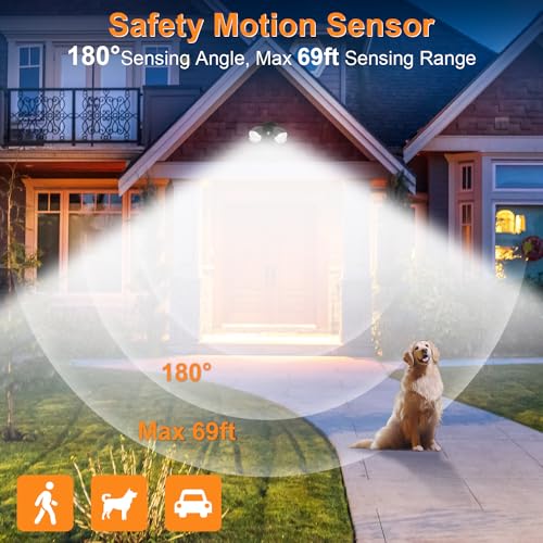 15W 1500 Lumen LED Security Light with Motion Sensor, IP65 Waterproof, Dusk to Dawn, Dual-Head, Black K60749