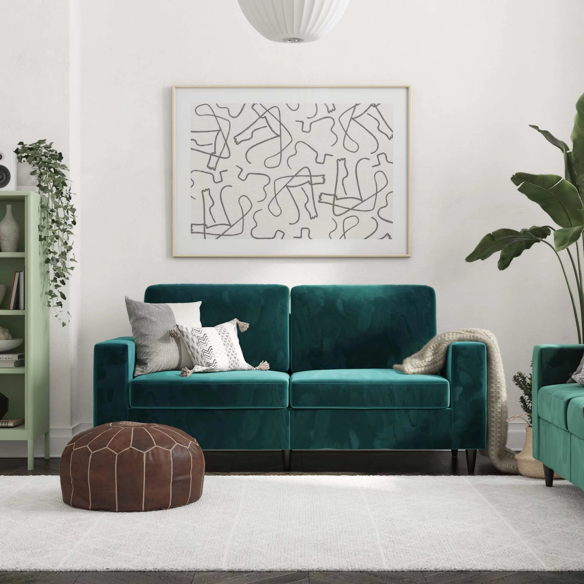 Green Velvet 3 Seater Sofa R889
