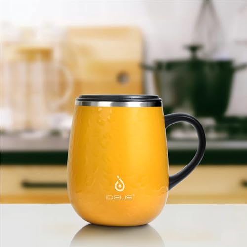 16 oz Insulated Coffee Mug with Handle and Lid, Stainless Steel Travel Tumbler, Ocean Blue I178