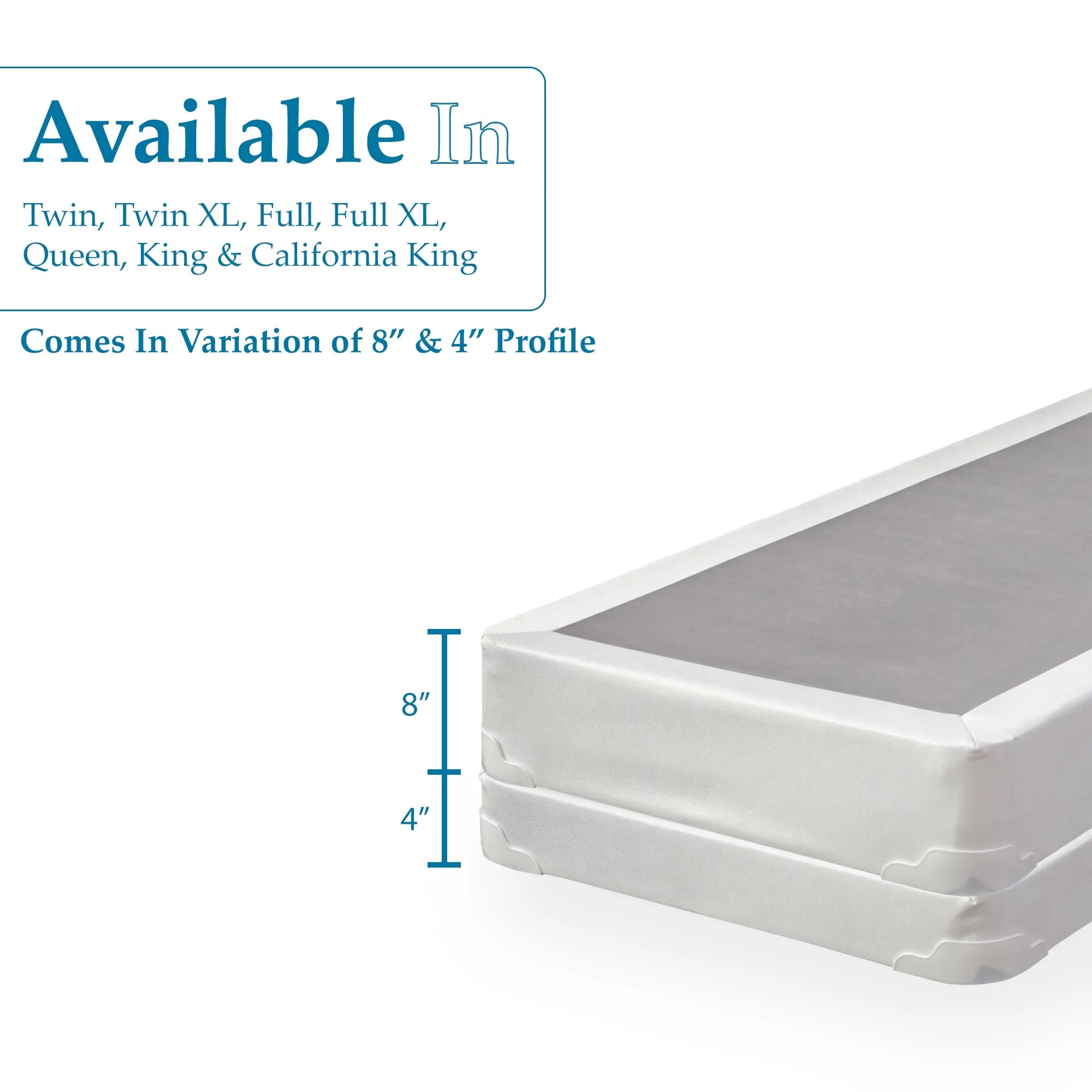 Twin Size Wood Box Spring for Mattress, White Z452640
