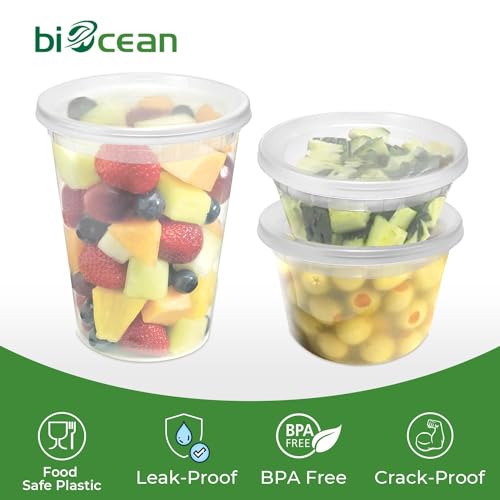 16 oz Reusable Deli Containers with Lids, Airtight Freezer Food Storage, 50 Set L573898