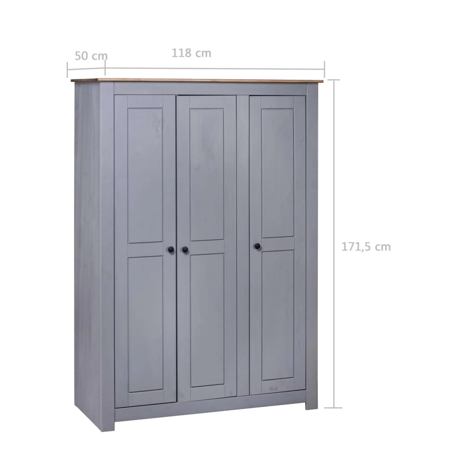 3-Door Wardrobe Gray T281551