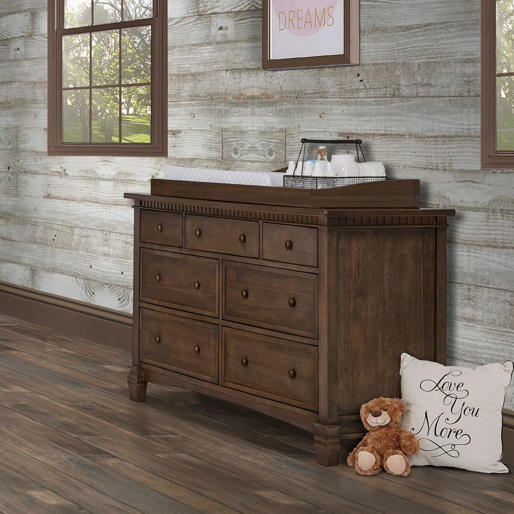 Antique Brown Double Dresser, 7 Drawers E338