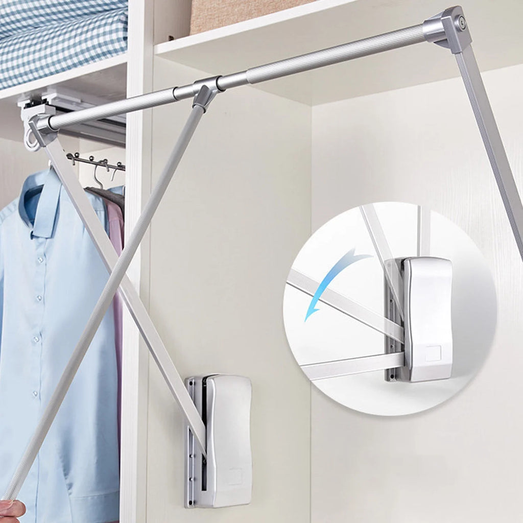 Pull Down Closet Rod, Adjustable 35-46.7 inch, Heavy Duty Hanging Clothes Rail J197