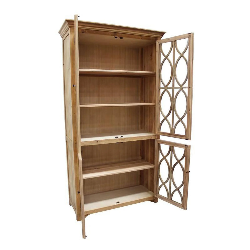 Solid Wood Glass Door Cabinet, Natural B19735