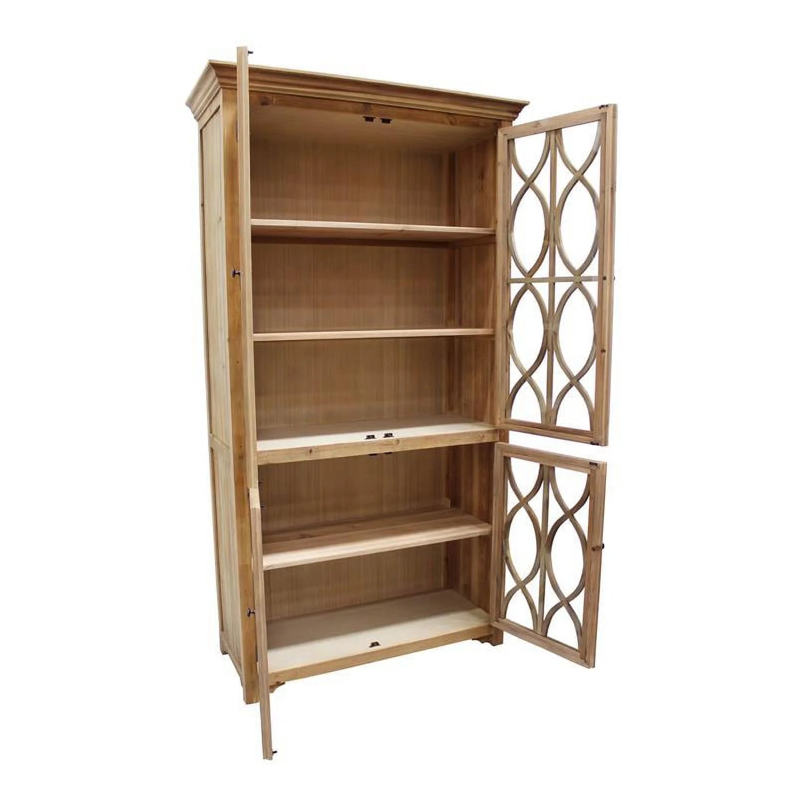 Solid Wood Glass Door Cabinet, Natural B19735