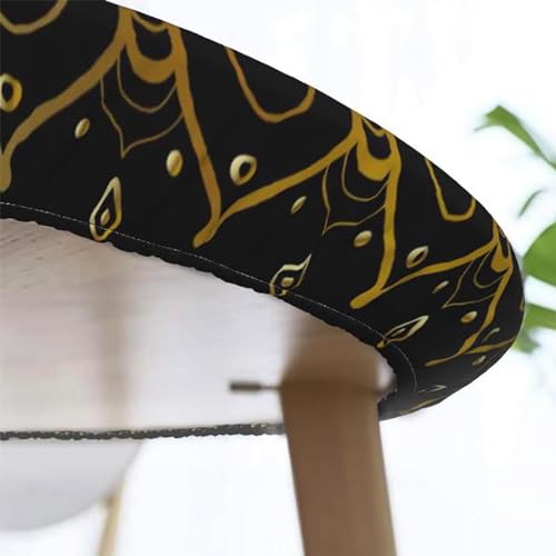 Fitted Round Tablecloth with Elastic Edge, Waterproof Oil-Proof, Fits 40"-44" Diameter Tables Y4601