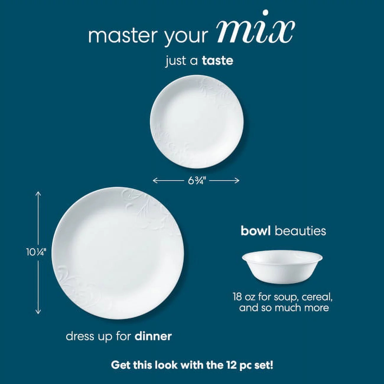 12 Piece White Dinnerware Set J532414
