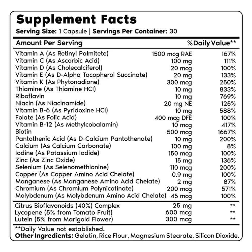 Multivitamin for Women and Men - 30 Capsules H55629