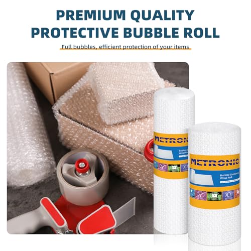 Bubble Cushioning Wrap 2 Pack 12 Inch x 72ft Total, Perforated Every 12" U548336