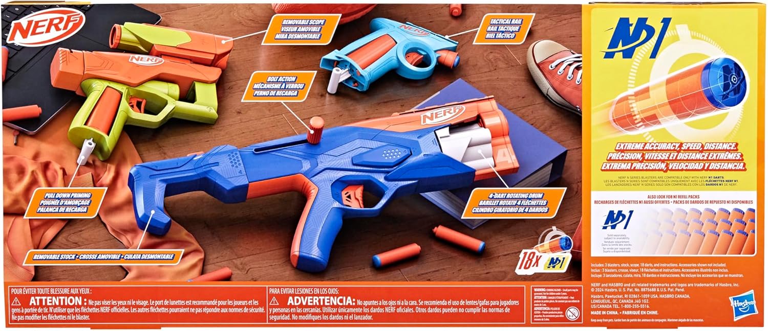 N Series Gear Up Pack, 3 Blasters, 18 Darts, Outdoor Games, Ages 8+ F2967