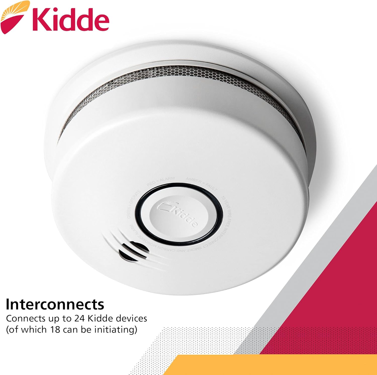 Wireless Hardwired Smoke Detector with 10-Year Battery Backup and Voice Alerts O1609
