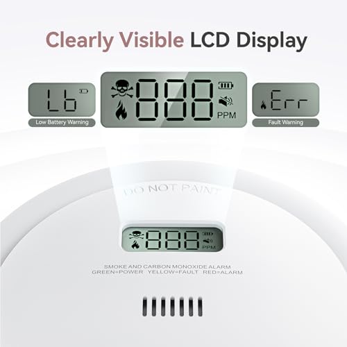 Smoke and Carbon Monoxide Detector Combo with LCD Display, 10-Year Battery P11769