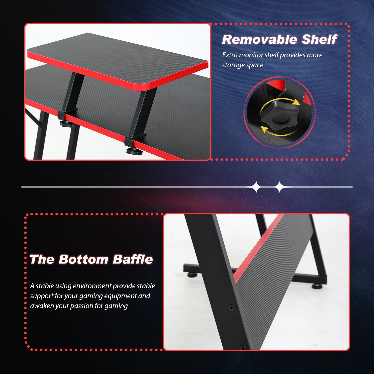 L Shaped Corner Desk with Monitor Stand and Foot Peg K623