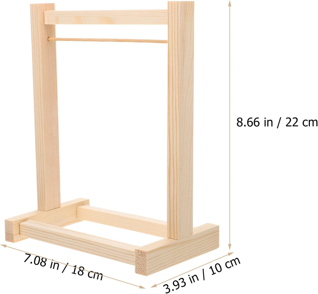 Miniature Doll Garment Rack, Wooden Dollhouse Clothes Hangers, 20cm V446