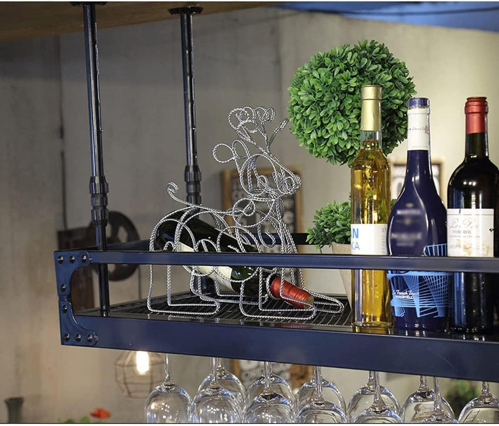 Wall-Mounted Wine Glass Rack, Industrial Vintage Metal, Bronze, 60x35cm O7312