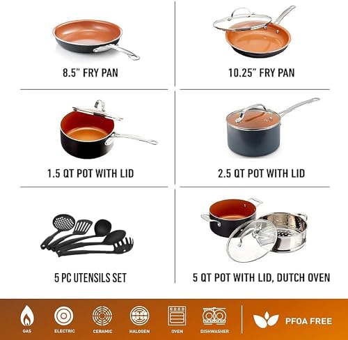 Ceramic Pots and Pans Set Non Stick, Kitchen Cookware X1843