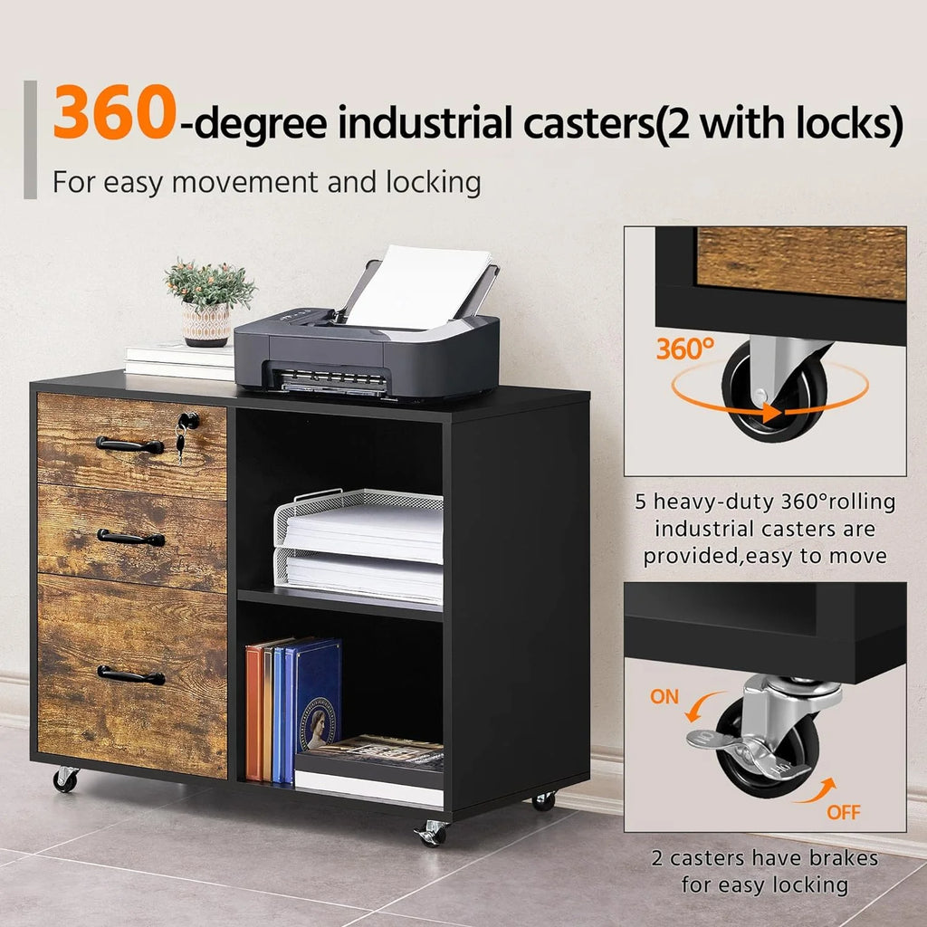 3 Drawer Lateral File Cabinet with Lock for Letter A4 Q625797