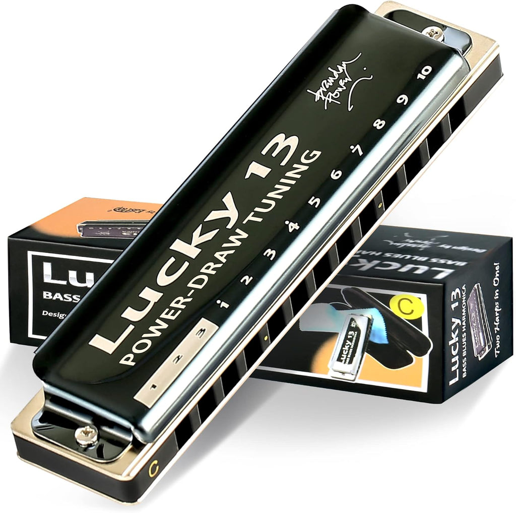 East top Lucky 13 Bass Plus Blues Harmonica 13 Holes Diatonic Harp Mouth Organ Professional Musical Instruments PowerDraw C key for Adults