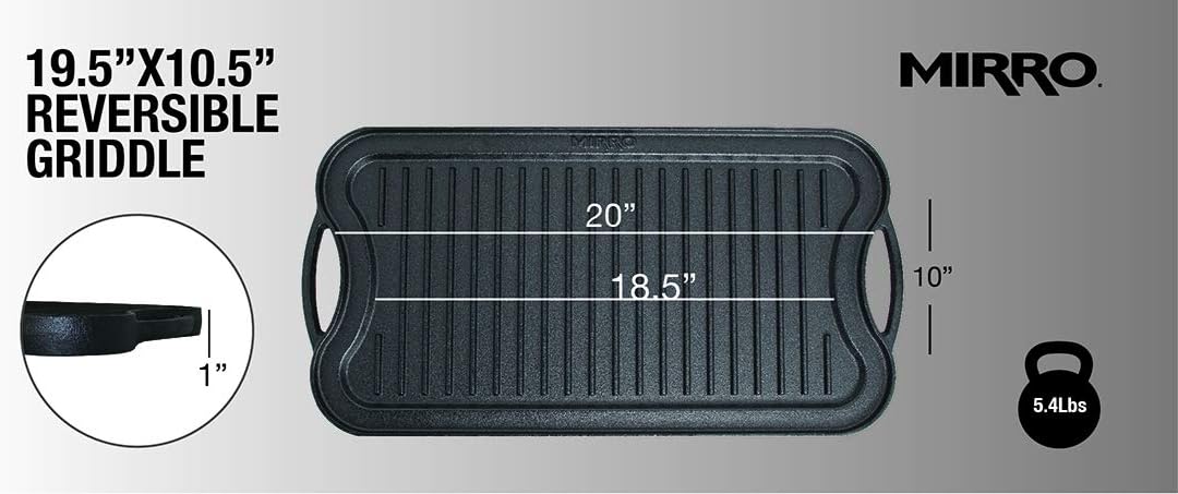 Cast Iron Reversible Grill Griddle with Handles, 20 Inch J386