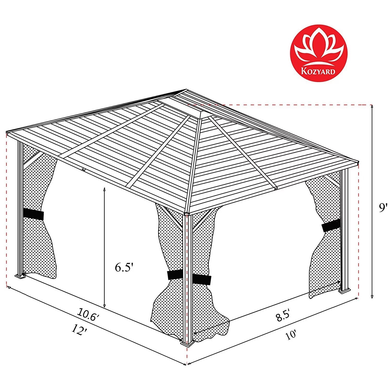 Hardtop Permanent Gazebo 10x12 ft A465448