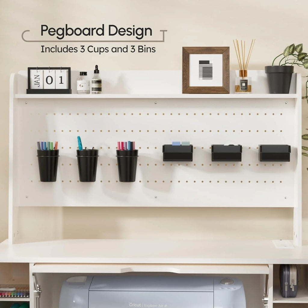 Craft Storage Cabinet with Pegboard and Vinyl Roll Holders Q83763