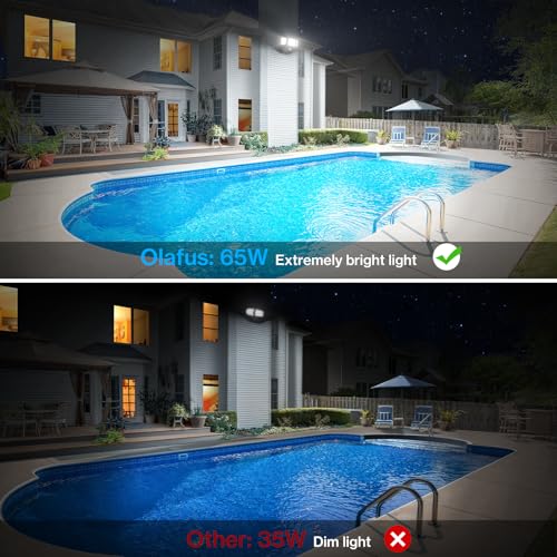 Motion Sensor Outdoor Light 2 Pack, LED Security Light 6000LM, 6500K, 3 Adjustable Heads, IP65 Waterproof A649