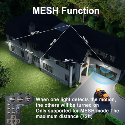 Motion Sensor Security Lights with Remote Control, 3 Heads Outdoor Flood Lights, Dusk to Dawn, 2 Pack B299312