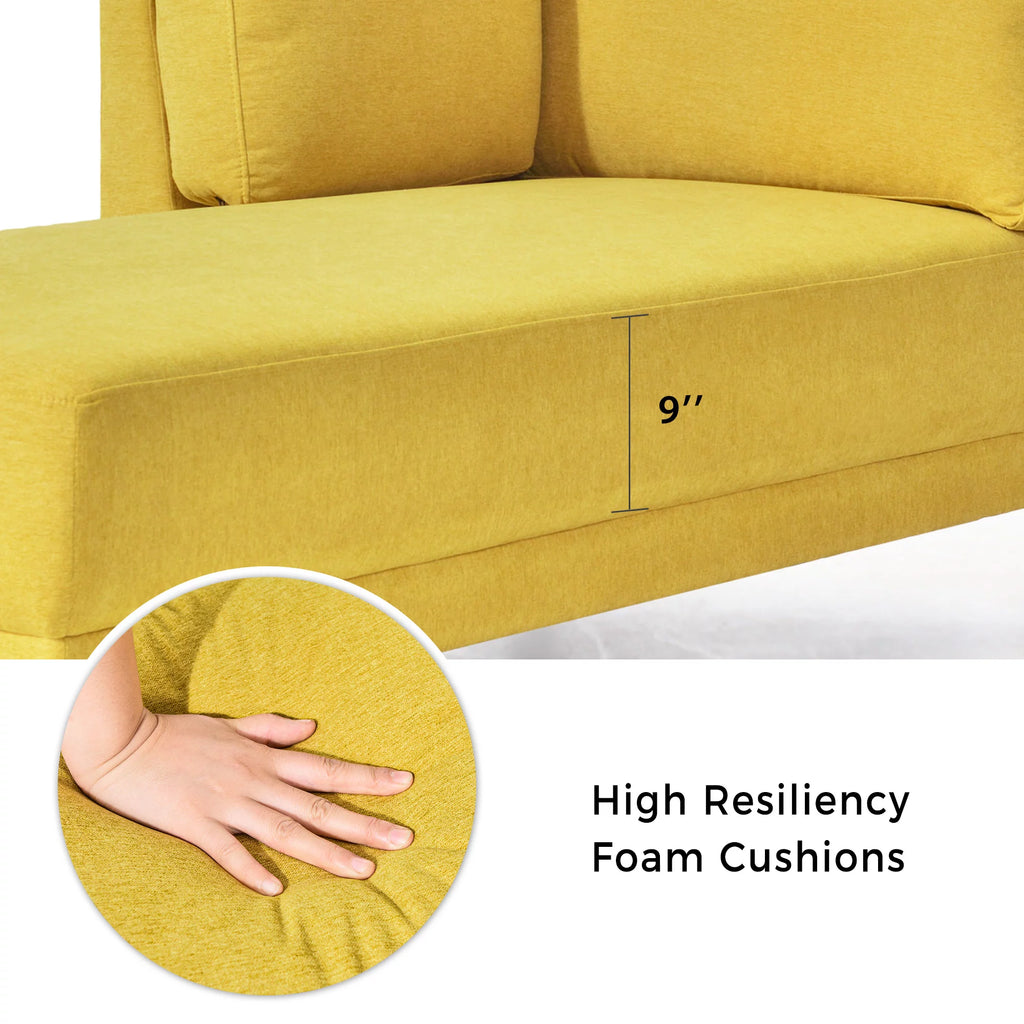 Yellow Chaise Lounge Chair with Arms for Living Room W991