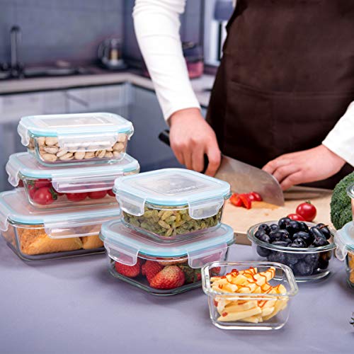 Glass Food Storage Containers with Lids, 18 Piece, BPA Free & Leak Proof W87310