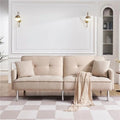 Moootto  84.6 in. Extra Long Modern Tufted Beige Fabric Futon Adjustable Sofa Bed & Folding Daybed Guest Bed, Upholstered Modern Convertible Sofa
