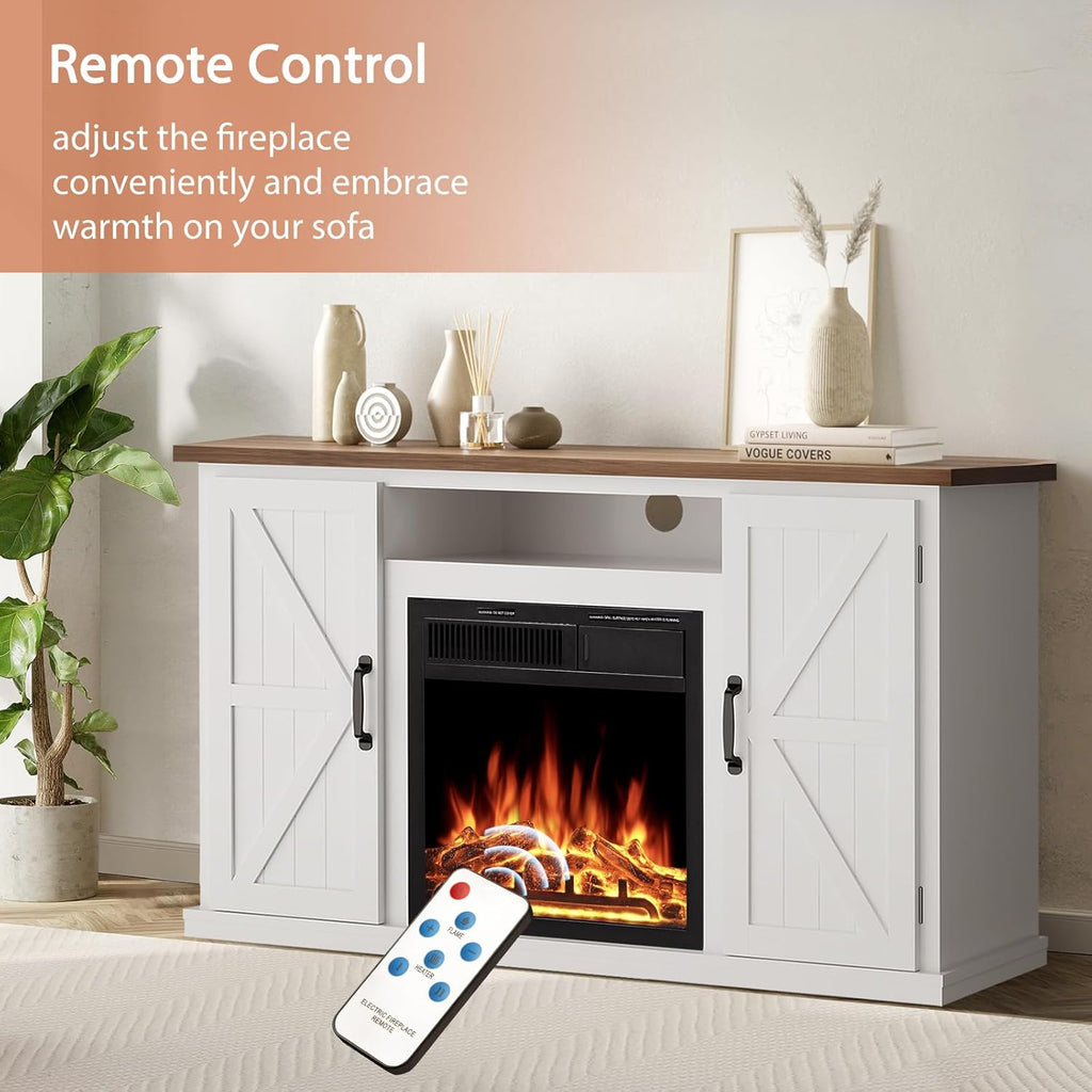 47" Fireplace Mantel Wood Surround TV Stand Freestanding Corner Heater with Adjustable LED Flame F6061