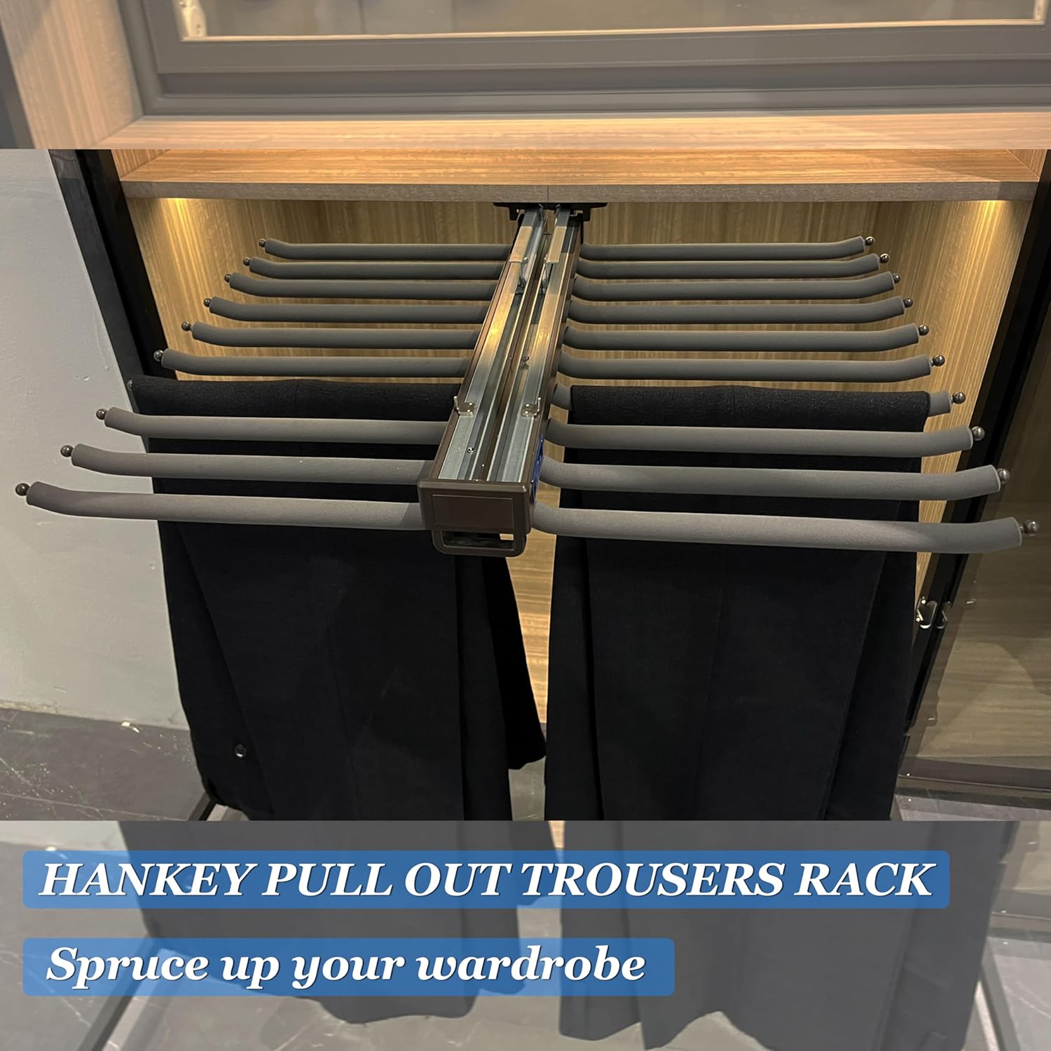 Pants Rack with Non-Slip Hangers, Space Saving, 25.2in L18369