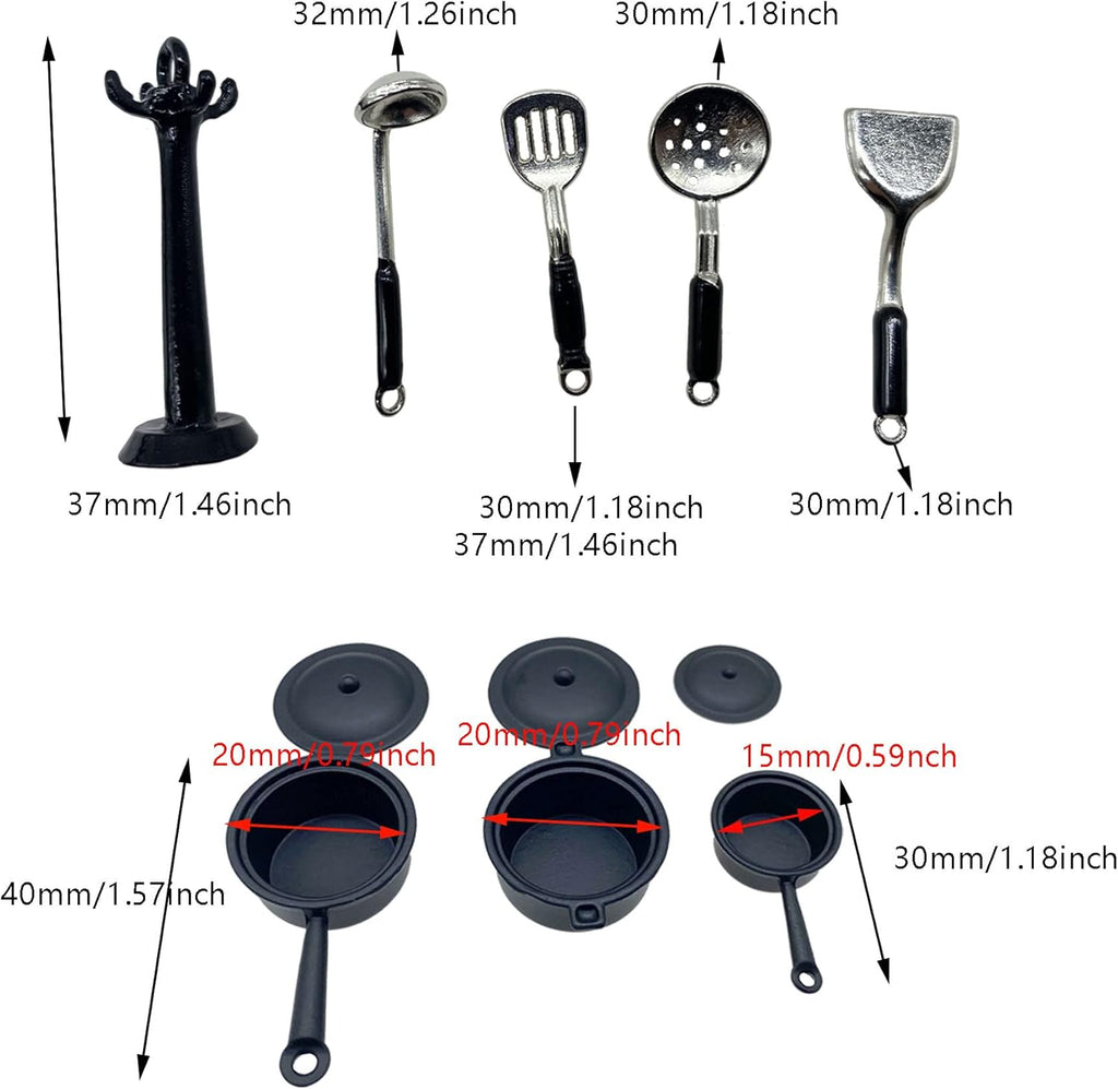 Miniature Kitchen Cookware Set with Pot, Dish, Knife and Fork for Play Food A2091