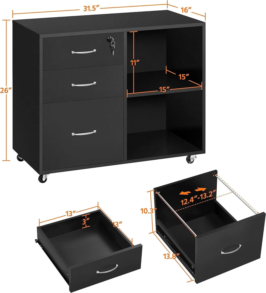 3 Drawer Lateral File Cabinet with Lock for Letter A4 Q625797