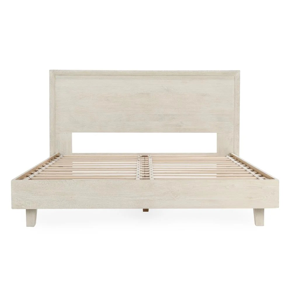 Mango Wood Queen Bed in White T524506