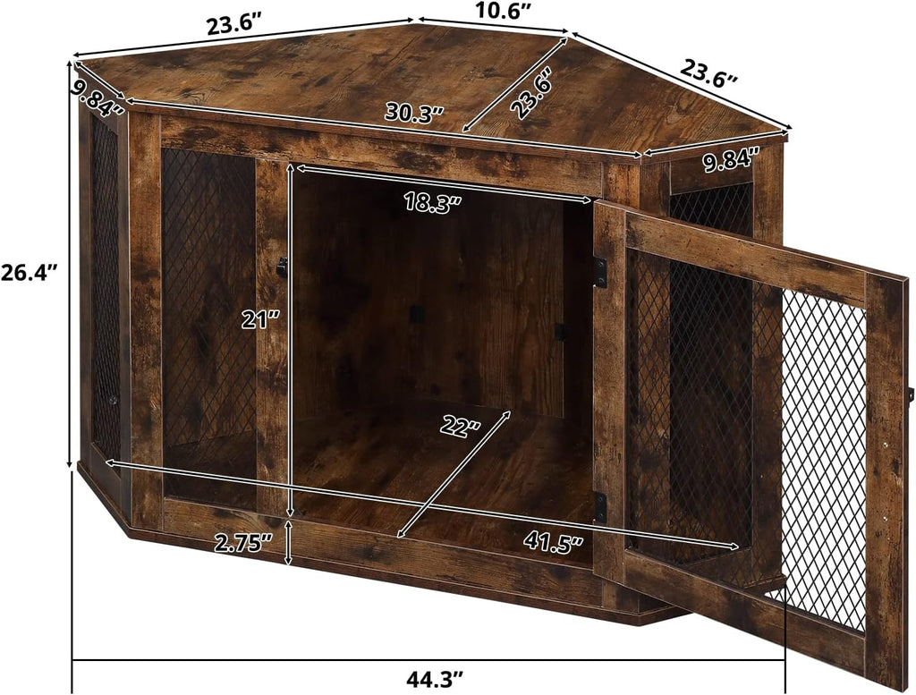 Wood and Mesh Dog Crate with Lockable Doors for Small and Medium Dogs Q387239
