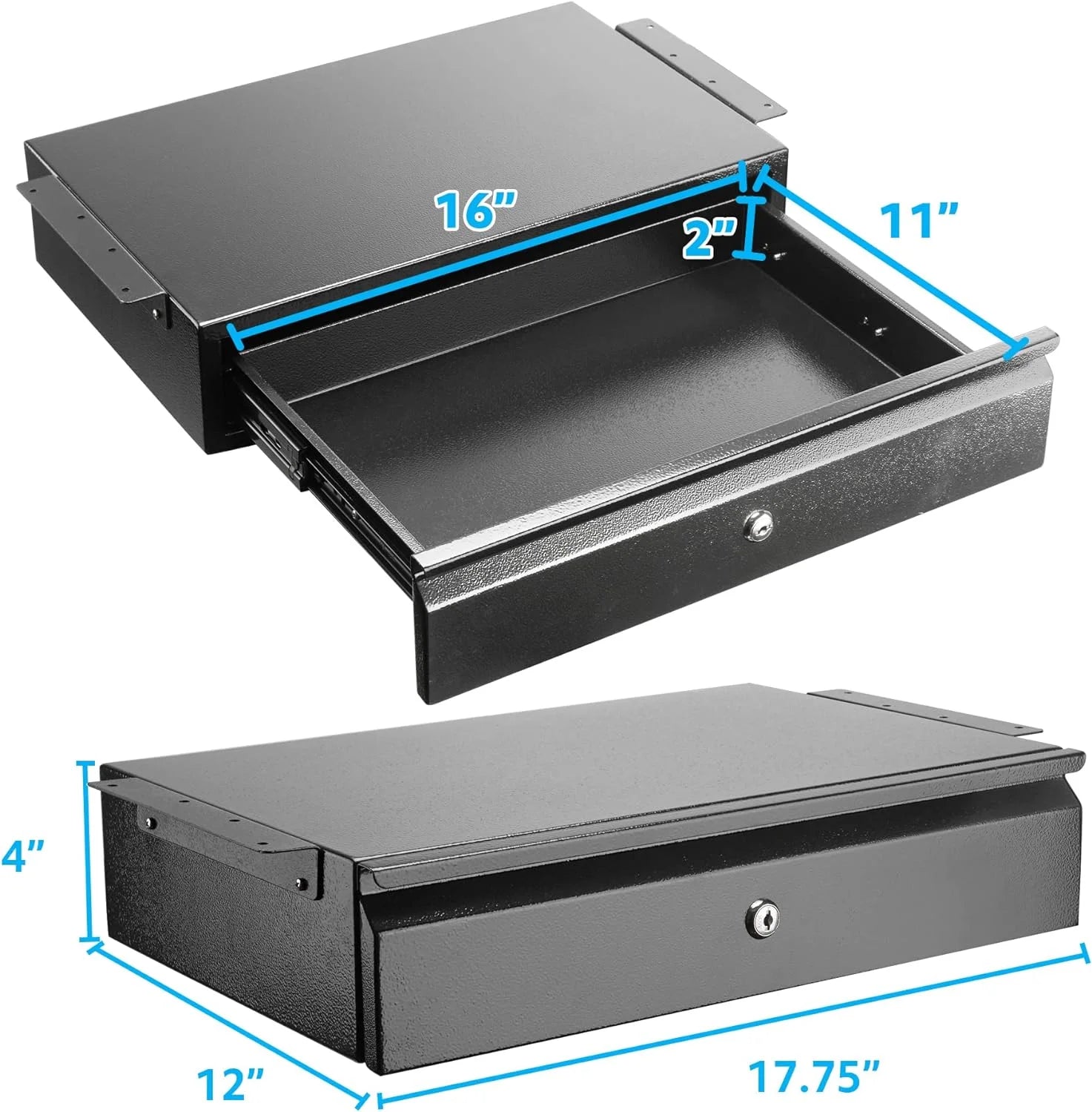 Under Desk Drawer with Lock and Keys, Heavy Duty Attachable Storage I72922