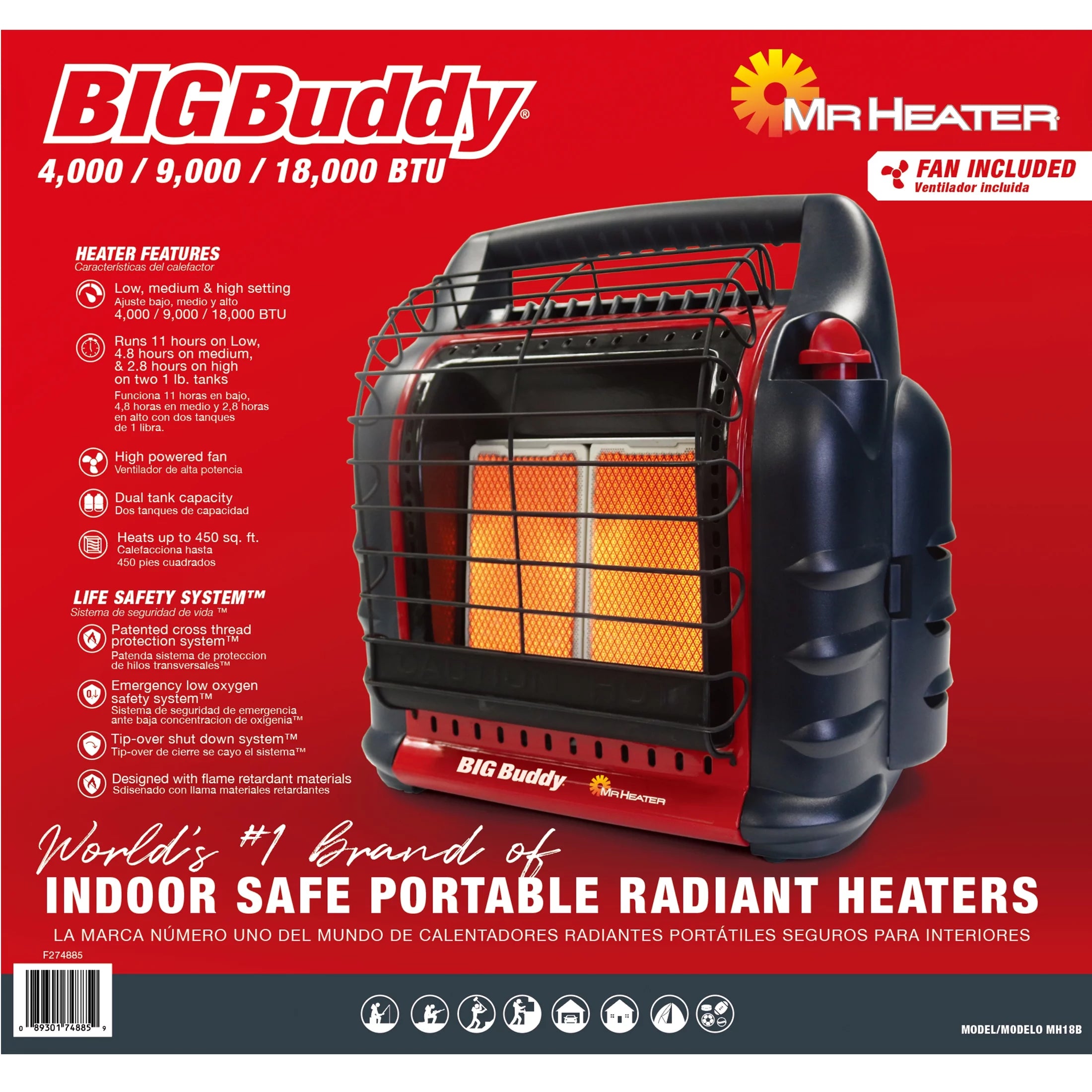 Portable LP Gas Heater, 3 Heat Settings T824